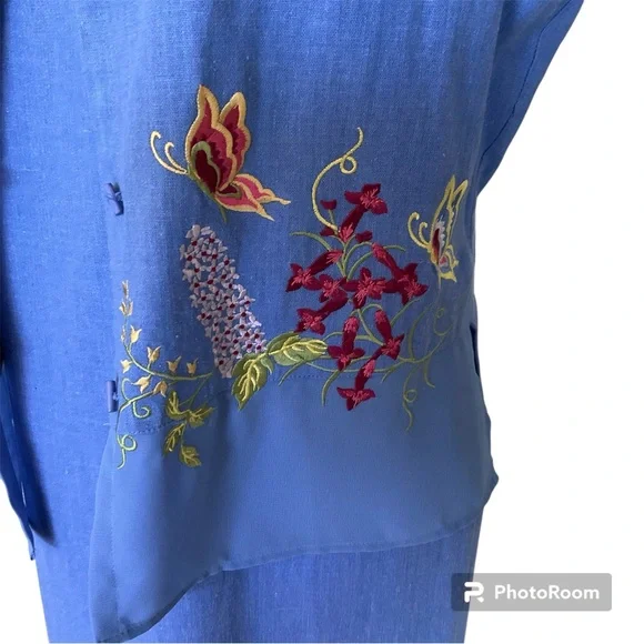 Vintage Y2K Embroidered Maxi Dress with Short Sleeve Mandarin Collar Jacket 8 - Picture 3 of 16